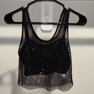Chic Black Mesh Sleeveless Top